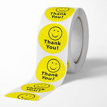 Load image into Gallery viewer, 2x500pcs Xmas Christmas Yellow round Smiling Face Thank You Gift Sticker Sealing Label
