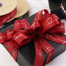 Lade das Bild in den Galerie-Viewer, 2 Rolls Christmas Packing Materials 14 Colors 2.5cm*45M Thread Ribbon Heartbeat ECG Flowers Gift Ribbon
