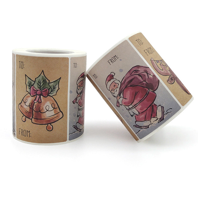 250PCs 6 Designs Rectangular Christmas Stickers Holiday Decoration Self-Adhesive Gift Labels tape