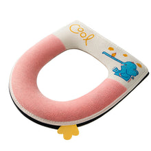 Load image into Gallery viewer, 3pcs Toilet Seat Cover Pads Winter Thicker  Pad Cushion Elephant Coral Fleece Closestool Cushion Zipper Waterproof Universal
