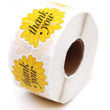 Load image into Gallery viewer, 2x500pcs Christmas Xmas Roll-up Special-Shaped Yellow Daisy Petals Thank You Sticker Self-Adhesive Gift Label tape
