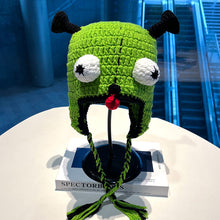 Lade das Bild in den Galerie-Viewer, Warm Winter Knit Beanie Hats 2022  Green Funny Wool Mask Head Cover Unisex
