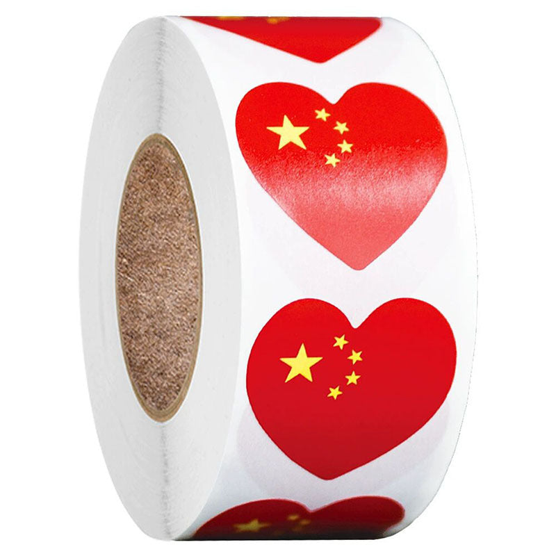 2x500pcs Christmas Xmas Love Five-Pointed Star China the Five-Starred Red Flag Sticker Fabric Label tape