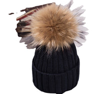 Lade das Bild in den Galerie-Viewer, Warm Winter Knit Beanie Hats 2021  Autumn and Winter Solid Color Curling Korean Style Raccoon Wool Unisex
