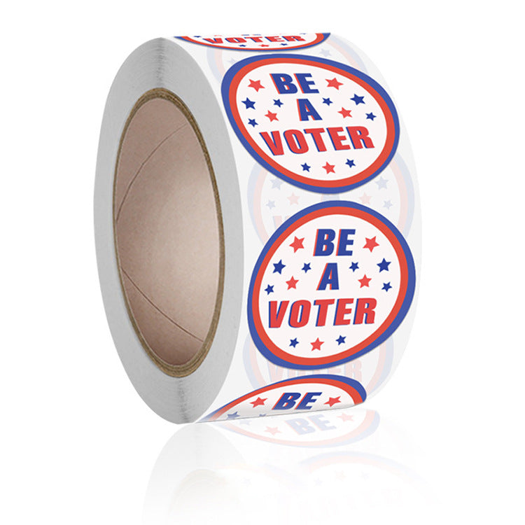 2x500pcs Xmas Christmas  Stickers Roll Label US Independence Day Be a Voter Voter Election Color Seal