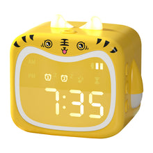 Load image into Gallery viewer, Smart Multi-Function Alarm Clock LED Display Fun Square Yellow Tiger Time Reporting Bluetooth for Children
