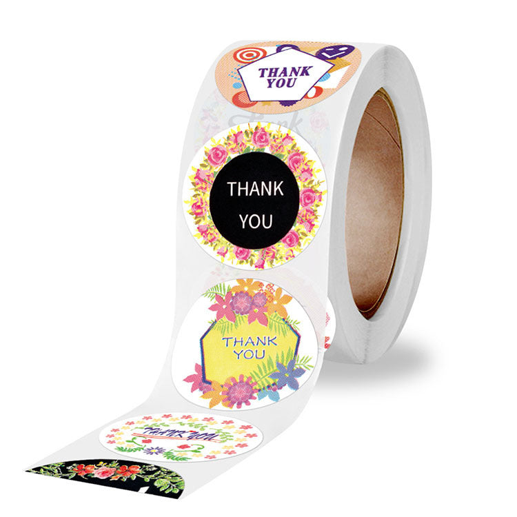 2x500pcs Xmas Christmas  Stickers Roll Label 8 Pattern Floral Ring Thank You party Wedding Goods   Decorative Tape