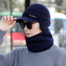 Lade das Bild in den Galerie-Viewer, Warm Winter Knit Beanie Hats Fleece-Lined Men's Ear Protection Student Windproof Cycling Scarf Unisex
