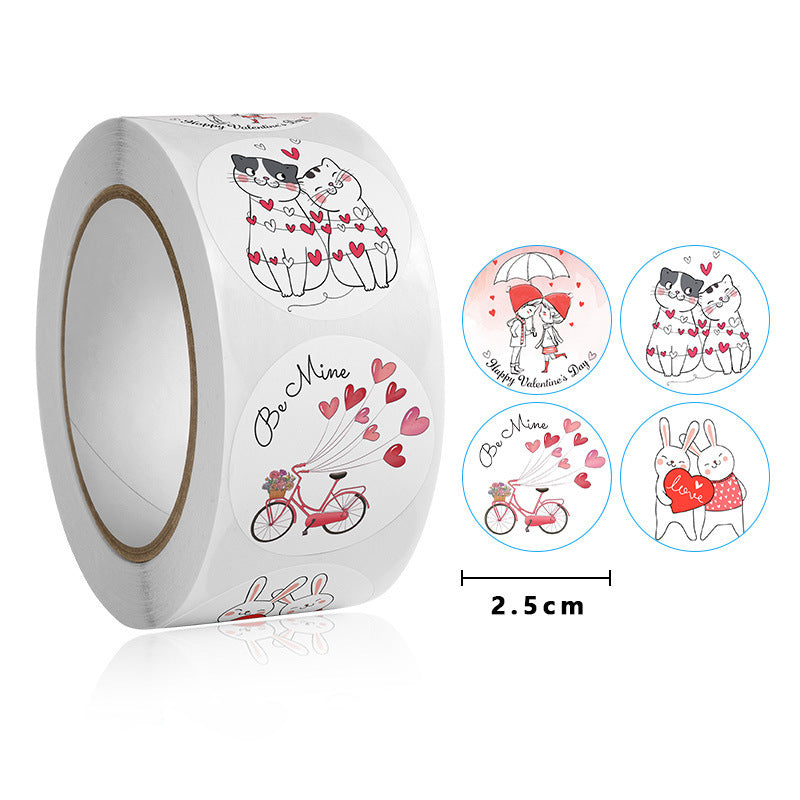 2x500pcs Christmas Xmas Cat Bunny Boy Girl Love Valentine's Day Gift Stickers tape