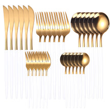 Lade das Bild in den Galerie-Viewer, 304 Stainless Steel Flatware Sets Magic Color Green Purple 6 Sets Knife and Fork 30pcs
