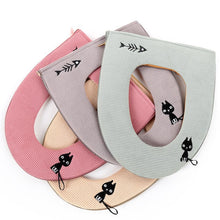 Load image into Gallery viewer, 3pcs Toilet Seat Cover Pads Portable   Household Thicker Warm       Zipper Cartoon
