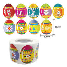 Load image into Gallery viewer, 2x500pcs Xmas Christmas  Stickers Roll Label 8 Kinds of Rabbit Egg Happy Easter Shopping Bag
