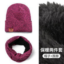 Load image into Gallery viewer, Warm Winter Knit Beanie Hats Scarf Two-Piece Set Men and Women Windproof Thickening Fleece Lined Unisex
