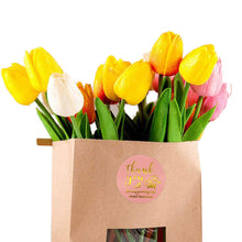 Load image into Gallery viewer, 2x500pcs Xmas Christmas  Stickers Roll Label Pink Background Gold Flower Thank You Gift Seal Stick  Paper Adhesive Tape
