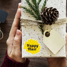 Load image into Gallery viewer, 2x500pcs Christmas Xmas Roll-up Special-Shaped Yellow Petal Happy Mail Sticker Self-Adhesive Gift Label tape
