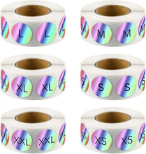 Load image into Gallery viewer, 2x500pcs Christmas Xmas Clothes Shoes and Hats Socks S M L XL XXL XXXL Laser Size Label Sticker tape
