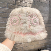 Load image into Gallery viewer, Warm Winter Knit Beanie Hats Korean Style Ins Hollow Flower Fisherman Women Autumn and Winter Fur Tiger Head Unisex

