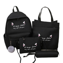 Lade das Bild in den Galerie-Viewer, Backpack Fashion Trend Four-Piece Set Contrast Color Cat Ears   Student Schoolbag
