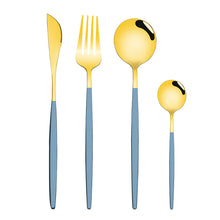 Lade das Bild in den Galerie-Viewer, 304 Stainless Steel Flatware Sets 4 Pcs/set Bright Gold-Plated Tableware Steak Knife and Fork Spoon
