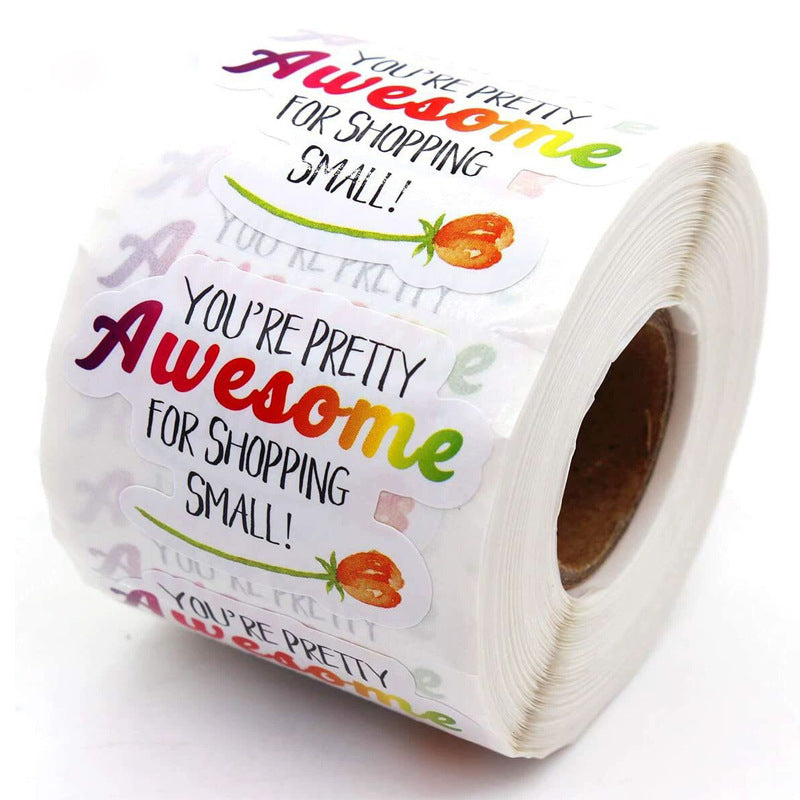 2x500pcs Christmas Xmas Special-Shaped YOU'RE Pretty Awesome For Shopping Small Stickers Stickers tape