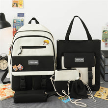 Load image into Gallery viewer, New Five-Piece Schoolbag Female Korean Harajuku Contrast Color Large Capacity
