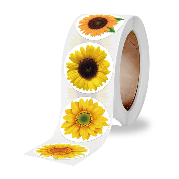 2x500pcs Xmas Christmas  Stickers Roll Label 8 Design  Pack SUNFLOWER to Japanese Sunflower Gift Sealed   Tape