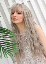 Load image into Gallery viewer, Women Wig Long Curly Hair Realistic Air Bangs Granny Grey Corn Curler W132
