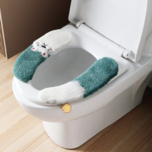 Load image into Gallery viewer, 3pcs Toilet Seat Cover Pads Happy Day Autumn and Winter Plush   Household Waterproof Washable    Paste Ring
