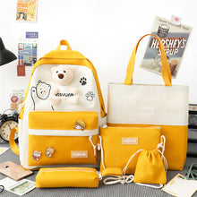 Lade das Bild in den Galerie-Viewer, Cute Bear Doll Junior High School Student Campus Backpack Canvas Student Backpack
