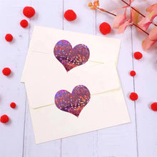 Load image into Gallery viewer, 2x500pcs Christmas Xmas Pink Love Holographic Laser Valentine&#39;s Day Valentine&#39;s Day Stickers tape
