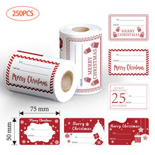 Lade das Bild in den Galerie-Viewer, 250PCs 6 Designs Square 2*3 Inch Red Christmas Stickers Merry Chritmas Labels tape
