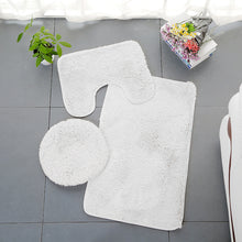 Load image into Gallery viewer, 3pcs Toilet Seat Cover Pads Cashmere-like Carpet Solid Color Bathroom Bathtub  Set Silk Wool Floor  Non-Slip  Plush
