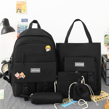Load image into Gallery viewer, New Five-Piece Schoolbag Female Korean Harajuku Contrast Color Large Capacity

