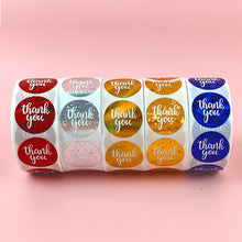 Load image into Gallery viewer, 2x500pcs Christmas Xmas Round Red Yellow Gold Silver Blue with Mickey-Point Flash Laser Thank You Stickers tape
