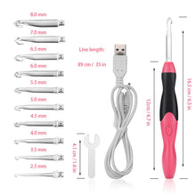 Load image into Gallery viewer, 11 Sizes Crochet Hook Set USB Rechargeable Crochet Hooks, DIY Hand Knitting Tools

