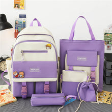 Load image into Gallery viewer, New Five-Piece Schoolbag Female Korean Harajuku Contrast Color Large Capacity
