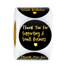 Load image into Gallery viewer, 2x500pcs Xmas Christmas  Stickers Roll Label Black Background Bronzing Thank You  Business Love Gift Baking
