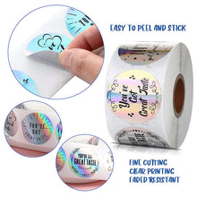 Load image into Gallery viewer, 2x500pcs Xmas Christmas  Stickers Roll Label Awesome Thanks  Supporting  6 Designs Rainbow Laser Thank You  You
