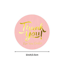 Load image into Gallery viewer, 2x500pcs Xmas Christmas  Stickers Roll Label Pink and Bronze Thank You  You Order Wedding Goods Baking
