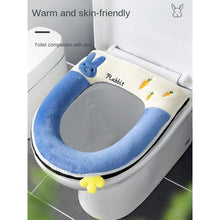 Load image into Gallery viewer, 3pcs Toilet Mat Cartoon Winter Thickened Fleece Toilet Seat Cover Four Seasons  Zipper
