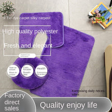 Load image into Gallery viewer, 3pcs Toilet Seat Cover Pads Cashmere-like Carpet Solid Color Bathroom Bathtub  Set Silk Wool Floor  Non-Slip  Plush
