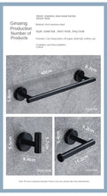Lade das Bild in den Galerie-Viewer, 304 Stainless Steel Towel Rack Tissue Holder Set Brushed Black Bathroom Pendant
