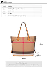 Load image into Gallery viewer, Women Ladies Handbag Simple Shoulder Bag Canvas Check Pattern Tote Bag Large Capacity
