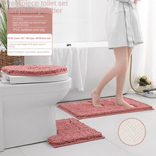 Load image into Gallery viewer, 3pcs Toilet Seat Cover Pads Thicker Chenille Three-Piece Floor  Bathroom  Absorbent  Carpet
