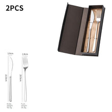 Lade das Bild in den Galerie-Viewer, 304 Stainless Steel Flatware Sets Portable Knife Fork Spoon Chopsticks Gift Box Golden 2Pcs/4PCs

