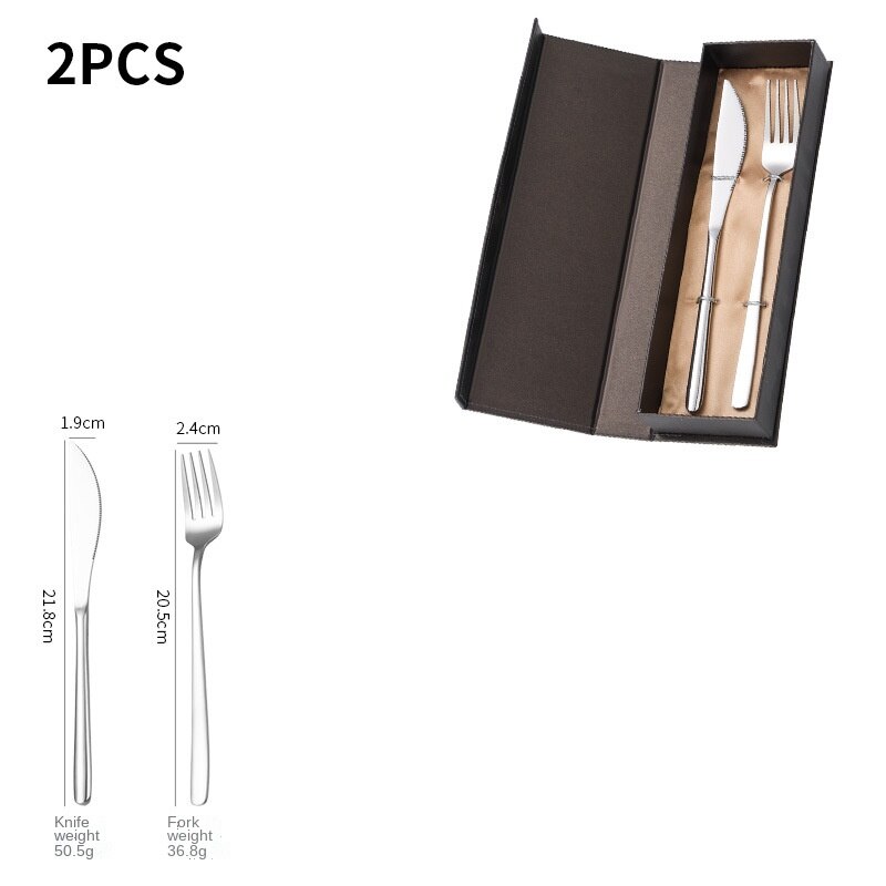 304 Stainless Steel Flatware Sets Portable Knife Fork Spoon Chopsticks Gift Box Golden 2Pcs/4PCs