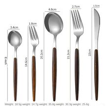 Lade das Bild in den Galerie-Viewer, 304 Stainless Steel Flatware Sets 5PCs Marble Wooden Handle Square Handle Western Food/Steak Knife Fork Spoon
