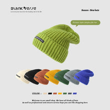 Load image into Gallery viewer, Warm Winter Knit Beanie Hats Korean Style Autumn and  Letters All-Match Pullover Cold Thickened Women Unisex
