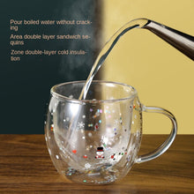 Lade das Bild in den Galerie-Viewer, Xmax Christmas Cup Gift Mingshangde Double-Layer Glass Cute Good-looking Milk Coffee
