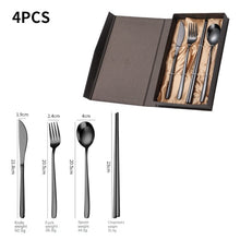 Lade das Bild in den Galerie-Viewer, 304 Stainless Steel Flatware Sets Portable Knife Fork Spoon Chopsticks Gift Box Golden 2Pcs/4PCs

